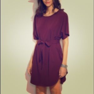 Maroon T-shirt dress with belt